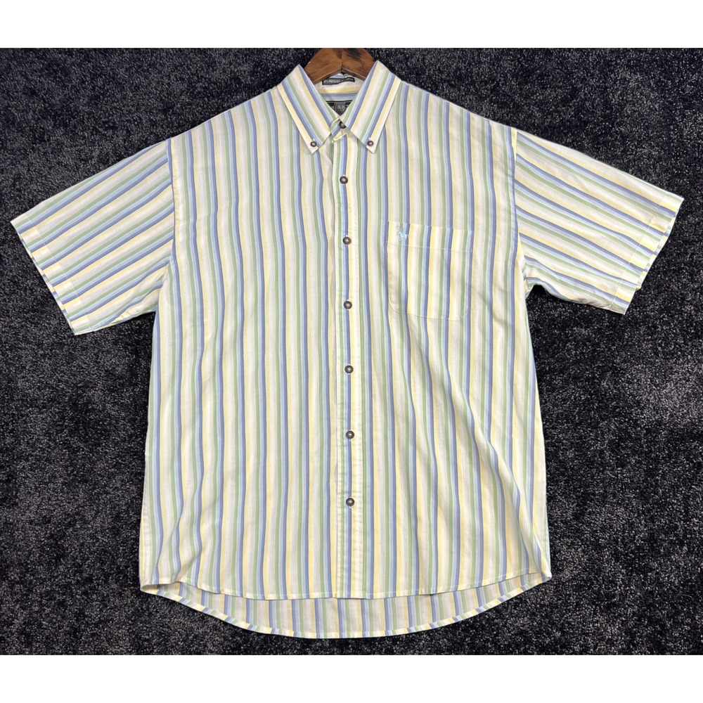 Vintage Knights Sportswear Striped Button Down Shirt Short Sleeve Men's *See Pic